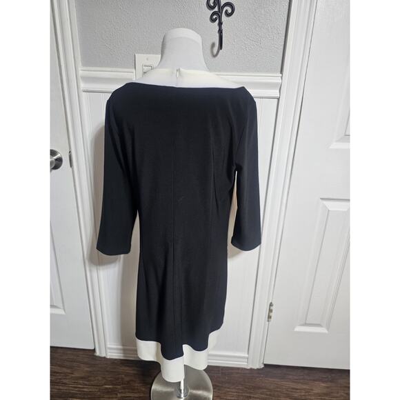 Joseph Ribkoff Sz 12 Black White Silhouette Fit Sleeves Mod Party Dress - Picture 9 of 14